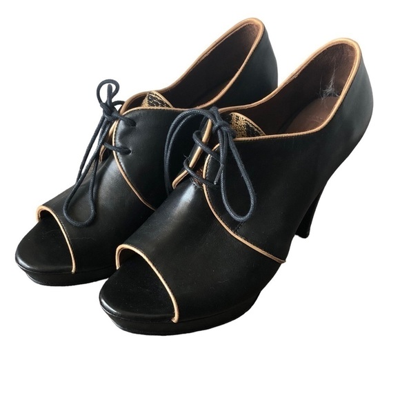 Fortress of Inca Open Toe Heels Black Size 9.5-10 - Picture 7 of 10